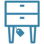 blue office furniture sale icon